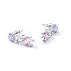 925 Sterling Silver Earrings with Translucent Opal and CZ for Women