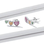 925 Sterling Silver Earrings with Pavé Setting and Plated Platinum, Size: 0.5*1.3cm, Women