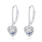 925 Sterling Silver Earrings with CZ and Platinum Plating, 2.3*0.8 cm