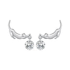 925 Sterling Silver White Gold Plated CZ Earrings 1.6x1.7cm for Women
