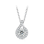925 Sterling Silver Moissanite Necklace with CZ, 400mm Length, 15x10mm Pendant for Women