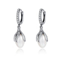 925 Sterling Silver Oxidized Silver Freshwater Pearl Earrings