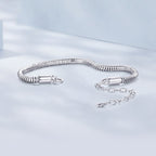 925 Sterling Silver Plated Platinum 140mm Chain Thickness 3mm Bracelet for Women