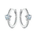 925 Sterling Silver Earrings with CZ and White Gold Plating, 1.3cm for Women