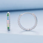 925 Sterling Silver Stud Earrings with CZ in Pavé Setting