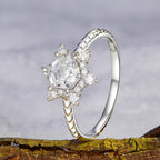 925 Sterling Silver White Gold Plated Ring with Pavé Set CZ, Size 6.0