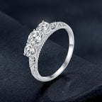 925 Sterling Silver Moissanite Pavé Setting Ring Size 6 for Women