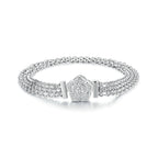 925 Sterling Silver and Platinum Plated 17.0 cm Pavé Setting CZ Bracelet for Women