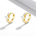 925 Sterling Silver Pavé CZ Gold Plated 1x0.5cm Earrings for Women