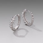 925 Sterling Silver White Gold Plated 1.6cm Pavé CZ Hoop Earrings for Women