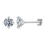 925 Sterling Silver Moissanite Stud Earrings for Women - 0.5ct, 0.6cm Size, White Gold Plated