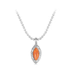 925 Sterling Silver Necklace with Synthetic Opal Pendant, 45cm, Plated White Gold for Women