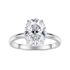 925 Sterling Silver 3.5 Carat Oval Zircon Ring with White Gold Plating for Women