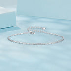 925 Sterling Silver Plated White Gold Adjustable Bracelet for Women