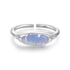 925 Sterling Silver & White Gold Luminous Stone Ring for Women