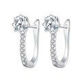 925 Sterling Silver Earrings with Pavé Setting CZ, Platinum Plated, 16x5.5mm for Women