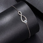 925 Sterling Silver Moissanite Pavé Bracelet for Women - 21cm, White Gold Plated, CZ
