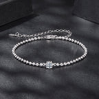 925 Sterling Silver Moissanite Bracelet 15+6cm with White Gold Plating for Women