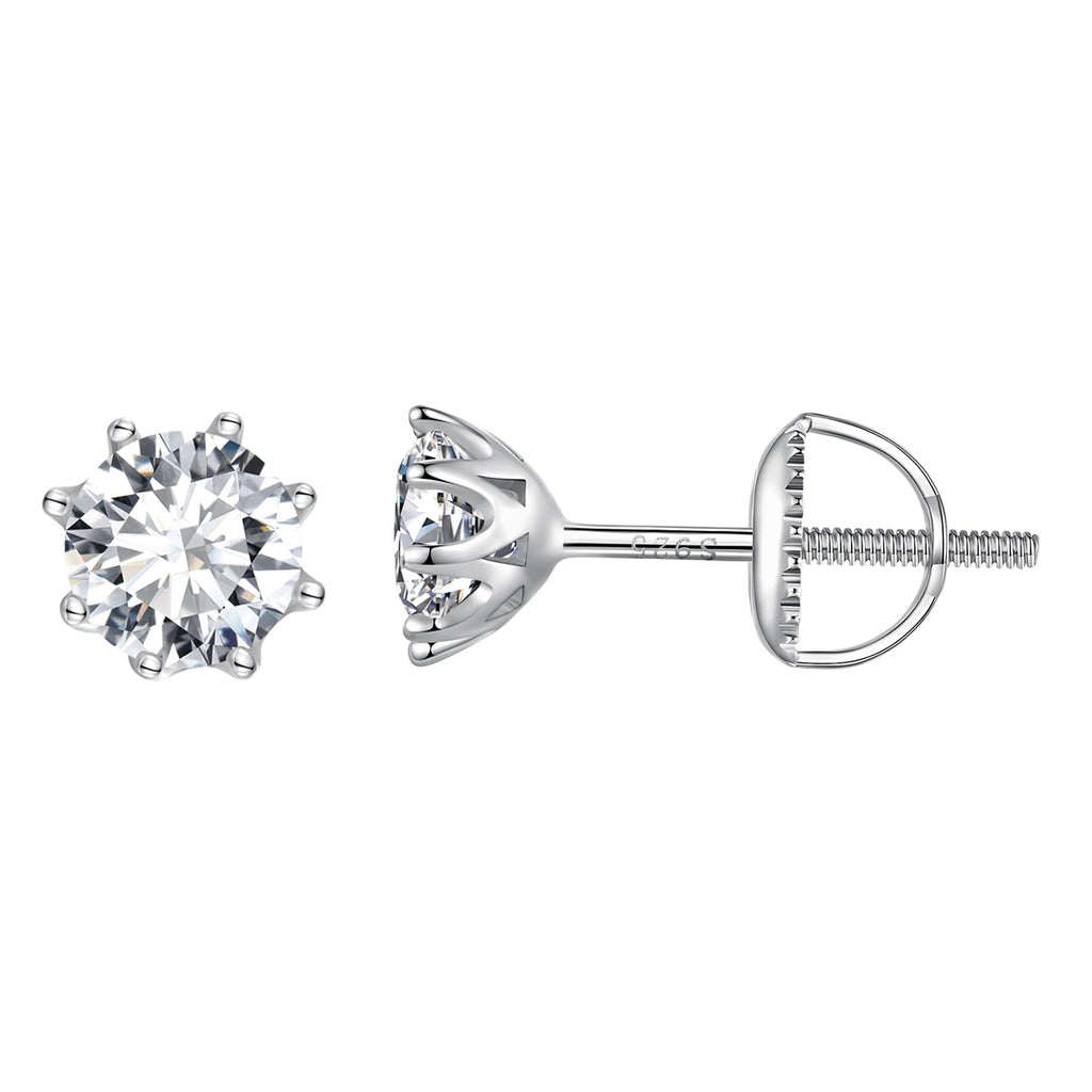 S925 Silver 0.5 Carat Moissanite Earrings 6.0mm for Women