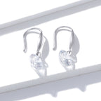 S925 Sterling Silver Earrings 2.6x0.8cm Plated Platinum with Pavé Setting CZ for Women