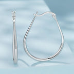 925 Sterling Silver Earrings for Women - 2.9x0.2cm, Plated White Gold, Style L
