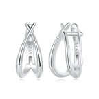 925 Sterling Silver Earrings 1.2x0.6cm with White Gold Plating for Women