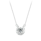 925 Sterling Silver Moissanite Necklace with Pavé Setting, 1 Carat, 400mm Length for Women
