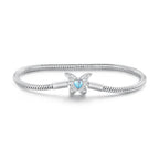 925 Sterling Silver Moonstone Bracelet 17.0 cm Pavé Setting for Women