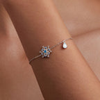 925 Sterling Silver Plated Platinum Bracelets with Ice Flower Zirconia for Women
