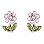 925 Sterling Silver Earrings with Pavé Setting CZ in White Gold