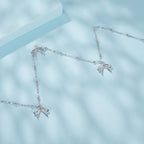 925 Sterling Silver + Plated White Gold Necklace with Adjustable Length for Women