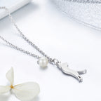 925 Sterling Silver 0.6 Carat Pearl Necklace for Women