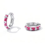 925 Sterling Silver Enamel CZ Earrings for Women, 1.2*0.3cm, Platinum Plated