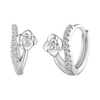 925 Sterling Silver Platinum Plated Pavé CZ Earrings