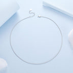 925 Sterling Silver White Gold Plated 40+5cm Necklace for Women
