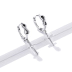 925 Sterling Silver Earrings with Pavé Setting CZ in Oxidized Finish