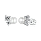 925 Sterling Silver 0.1 Carat Moissanite and Pearl Earrings for Women