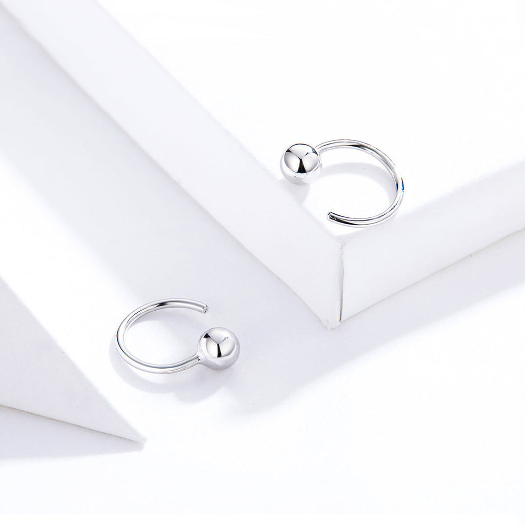 925 Sterling Silver Earrings with Plated Platinum, 1cm Diameter for Women
