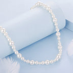 925 Sterling Silver White Gold Plated Necklace with Synthetic Pearls for Women