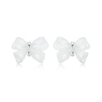 925 Sterling Silver Earrings for Women, 0.8*1.1cm, Plated White Gold