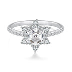 925 Sterling Silver White Gold Plated Ring with Pavé Set CZ, Size 6.0
