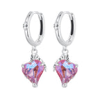925 Sterling Silver Earrings with Transparent Glass, 28x9mm, Women's Jewelry