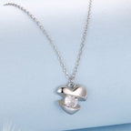 925 Sterling Silver White Gold Plated 40cm+5cm Length CZ Necklace for Women