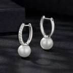925 Sterling Silver Moissanite 0.15 Carat Earrings with Quality Shell Pearl for Women