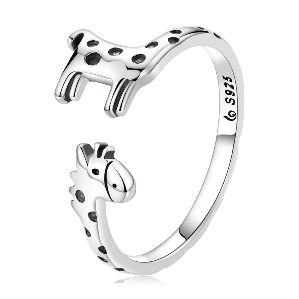 925 Sterling Silver Oxidized Giraffe Ring for Women