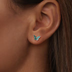 925 Sterling Silver Enamel Oxidized Earrings Size 0.7*1.1cm for Women