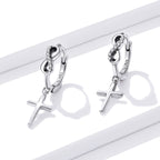 925 Sterling Silver Earrings with Pavé Setting CZ in Oxidized Finish