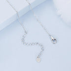925 Sterling Silver Pendant Necklace with CZ and Transparent Glass for Women