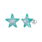 925 Sterling Silver Enamel White Gold Plated Earrings