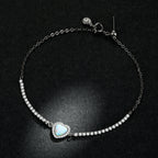 925 Sterling Silver Adjustable Bracelet with Translucent Opal and CZ for Women